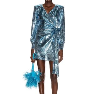 ANDAMANE Carly sequins wrap mini dress size small